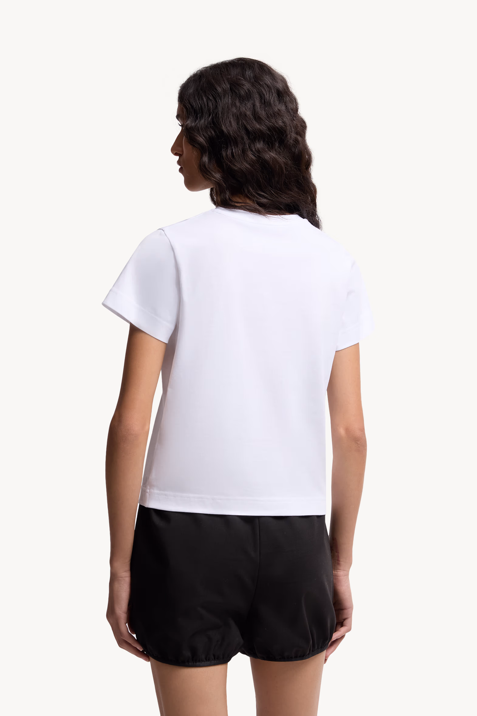 Embroidered Heart Logo Cotton T-Shirt Women White Moncler 5